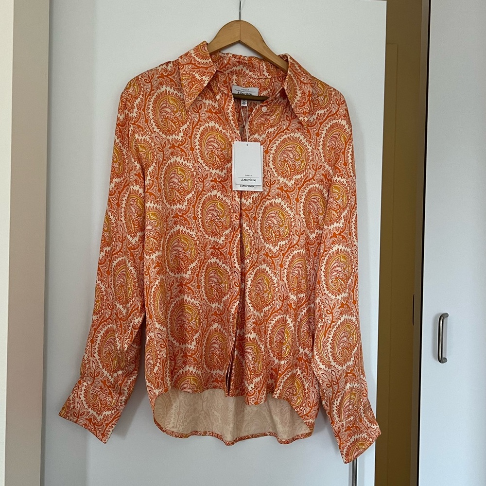 & Other Stories Capsule Collection Orange Paisley Button Down